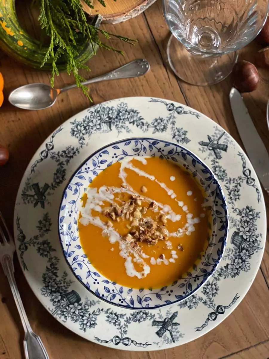 table d'automne rustique recette soupe potimarron fall decor recipe