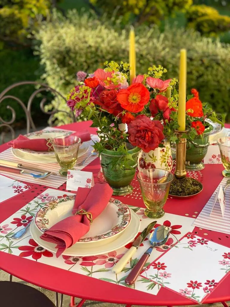 art de la table kit artisan paper fleurs rouges-11