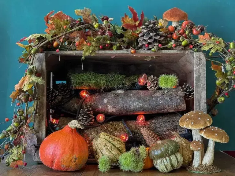 décoration d'automne créer une fausse cheminée fake fall autumn fireplace DIY