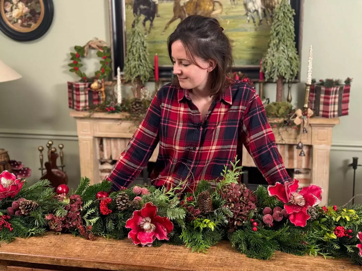 DIY Noel guirlande manteau cheminée Christmas mantel garland-21